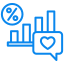 Analytics icon with graph and communication symbols