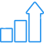 Increasing bar chart with upward arrow