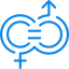 Gender equality symbol with interlinked signs